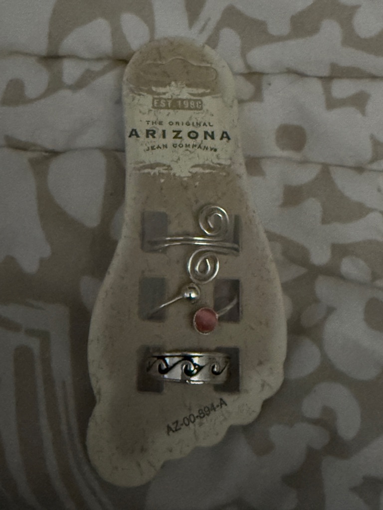Arizona Jean Company Silver-Tone Stackable Toe Ring Set With Coral Accent 20$